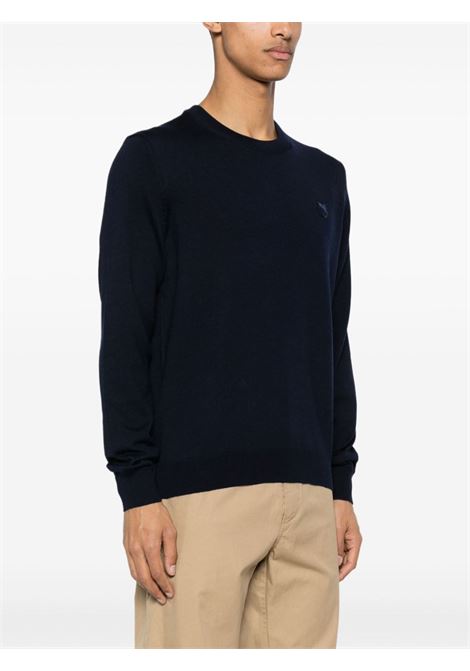 Maglione con ricamo Fox in blu di Maison Kitsuné - uomo MAISON KITSUNÉ | MM00815KT1036P476